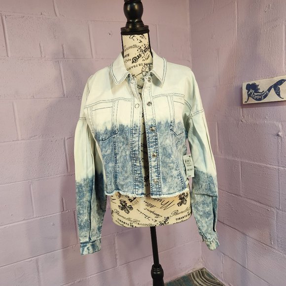 NWT INC Oversized Denim Cropped Jacket - Picture 1 of 12